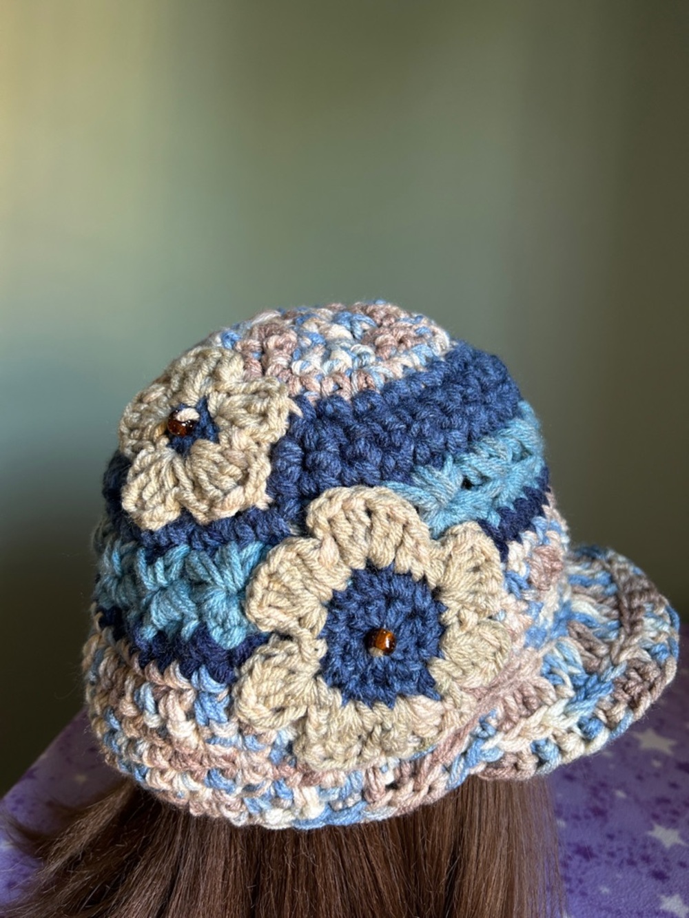 Handmade Crochet newsboy Hat soft acrylic yarn medium